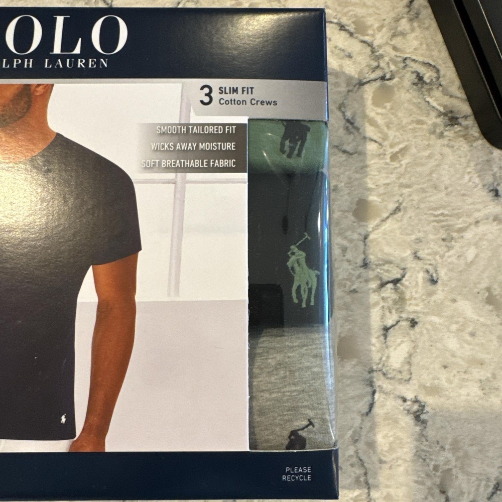 Polo Ralph Lauren Shirt Mens M Multicolor Slim Fit Cotton Crew Undershirt 3 Pack - Picture 2 of 6